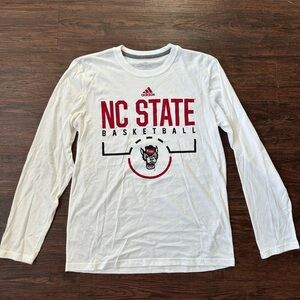 Adidas White NC State Basketball Long Sleeve Tee